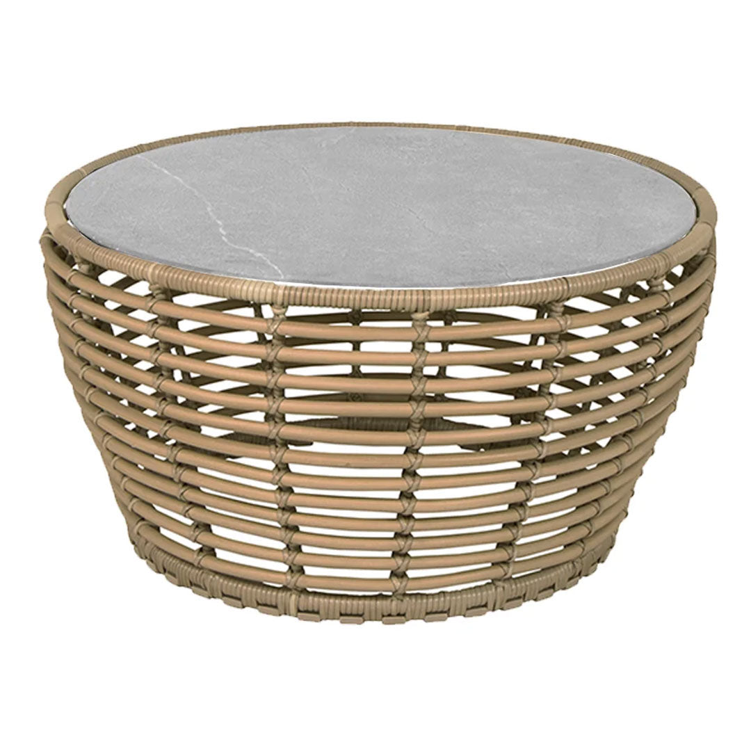 Outdoor Wicker Coffee Table - Medium Size, Weather-Resistant Rattan Basket for Patio, Garden, and Poolside Relaxation