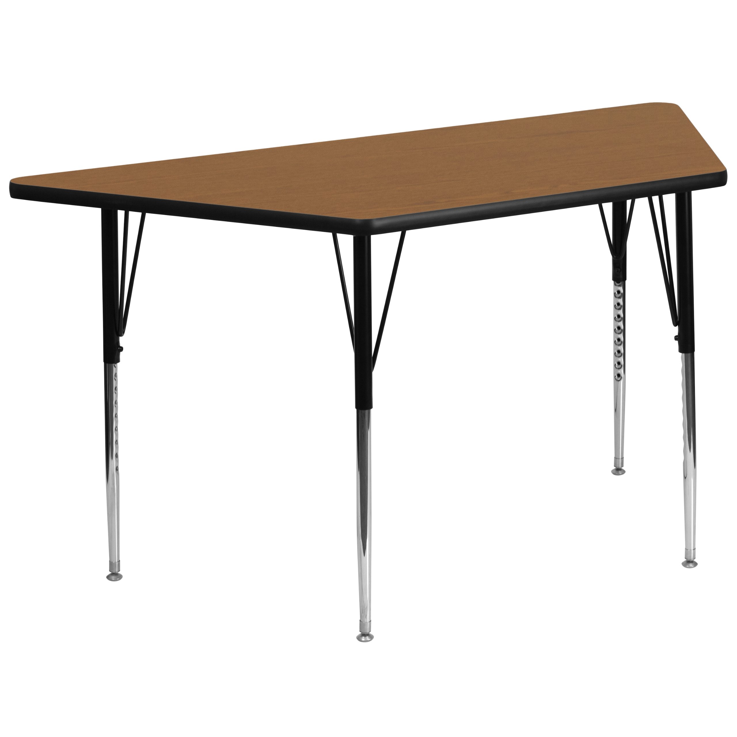 EMMA + OLIVER Adjustable Activity Table - Trapezoid Oak Thermal Laminate Desk for Kids, Students & Home Office - Perfect for Study, Crafts & Remote Work