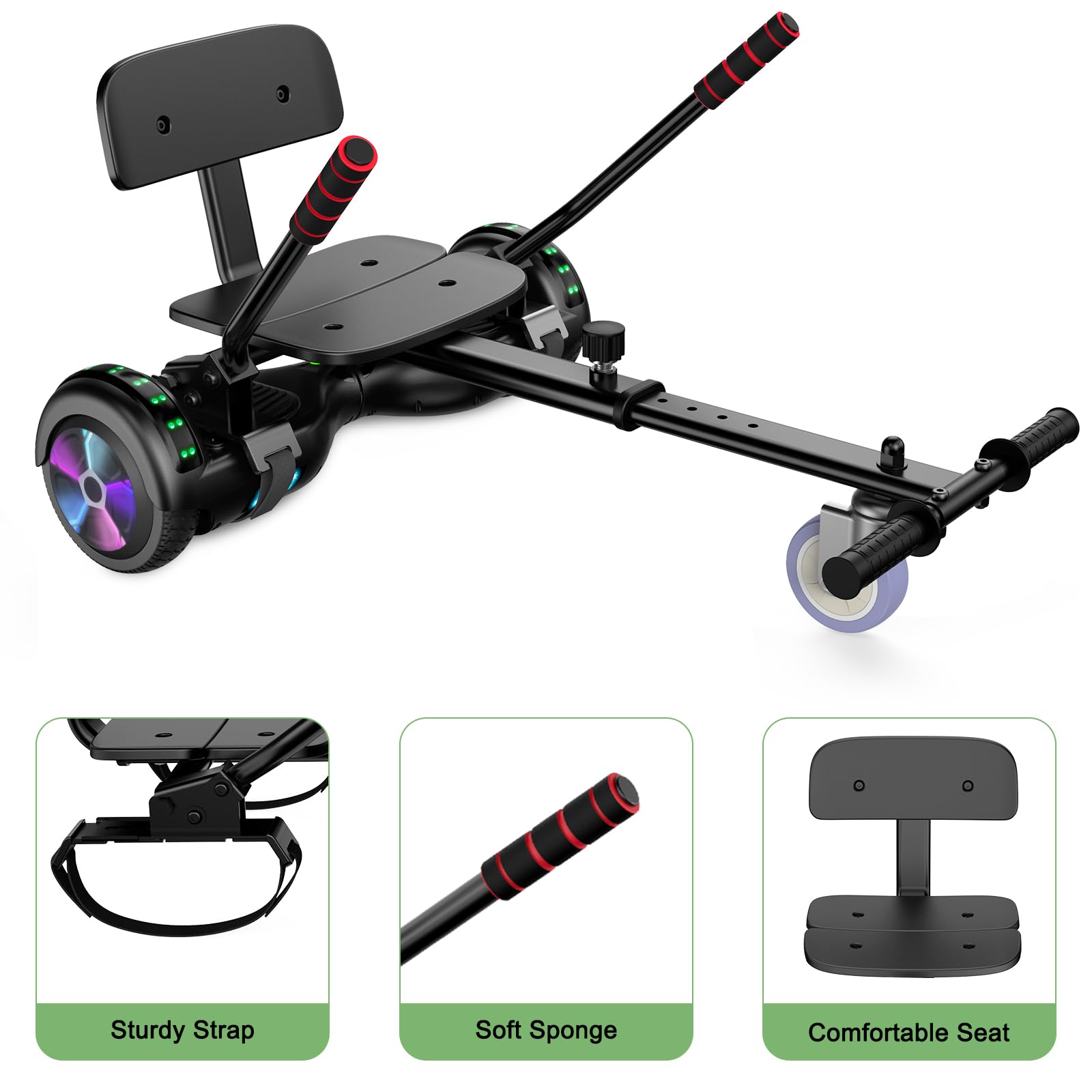 Self Balancing Hoverboard Scooter with Seat Attachment - 6.5