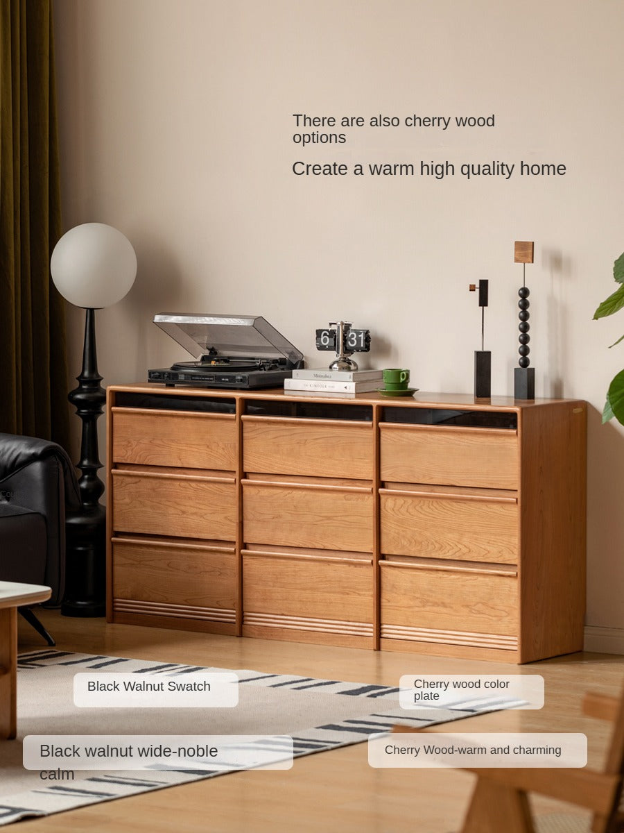 Premium Black Walnut Solid Wood Dresser with 6 Drawers - Handcrafted Wooden Storage Chest for Bedroom, Living Room & Office Organization