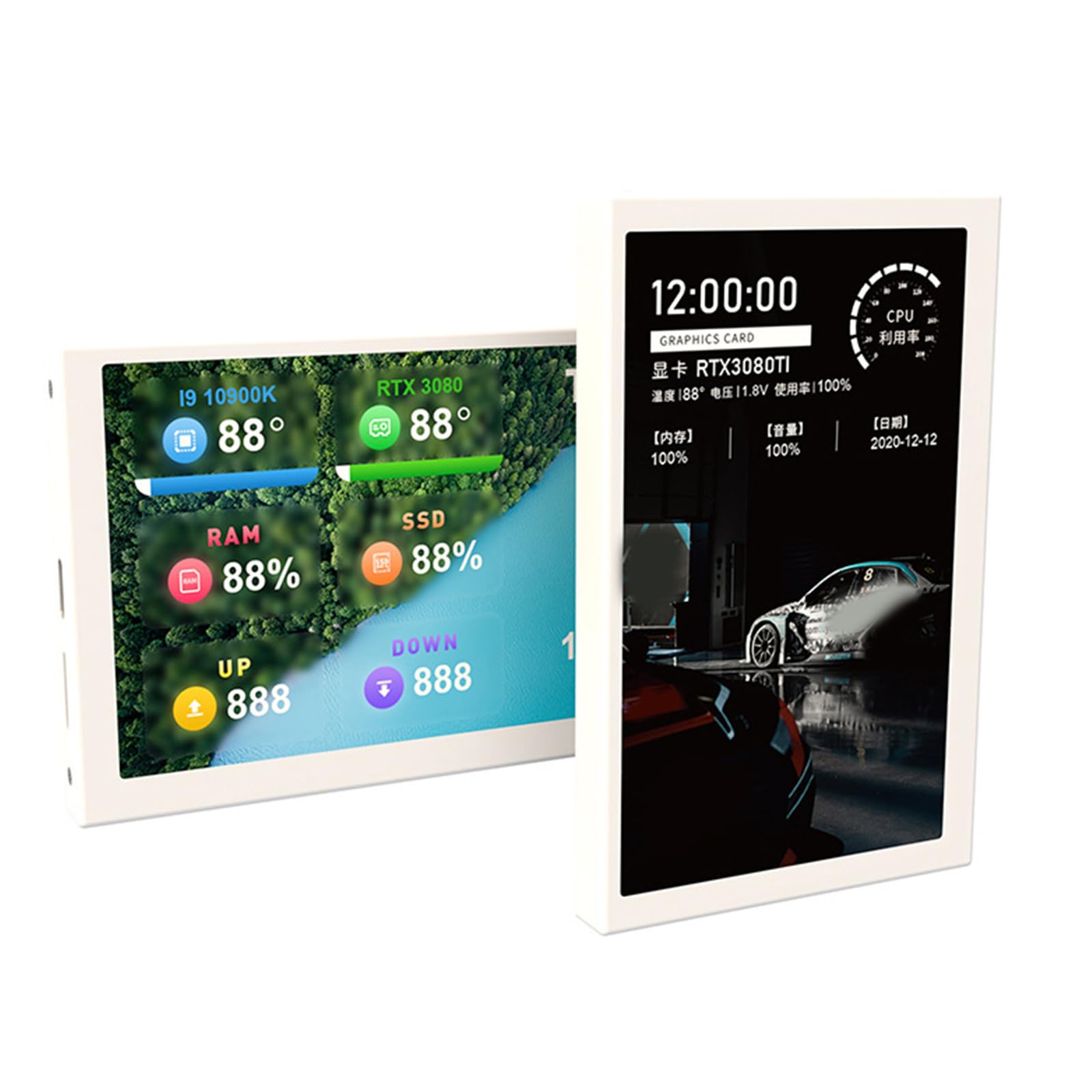5inch IPS USB C Secondary Monitor for Desktop Computer - Temperature Display, Custom Background & Themes | Perfect for PC Case Mods, Gaming Setups & Workstations