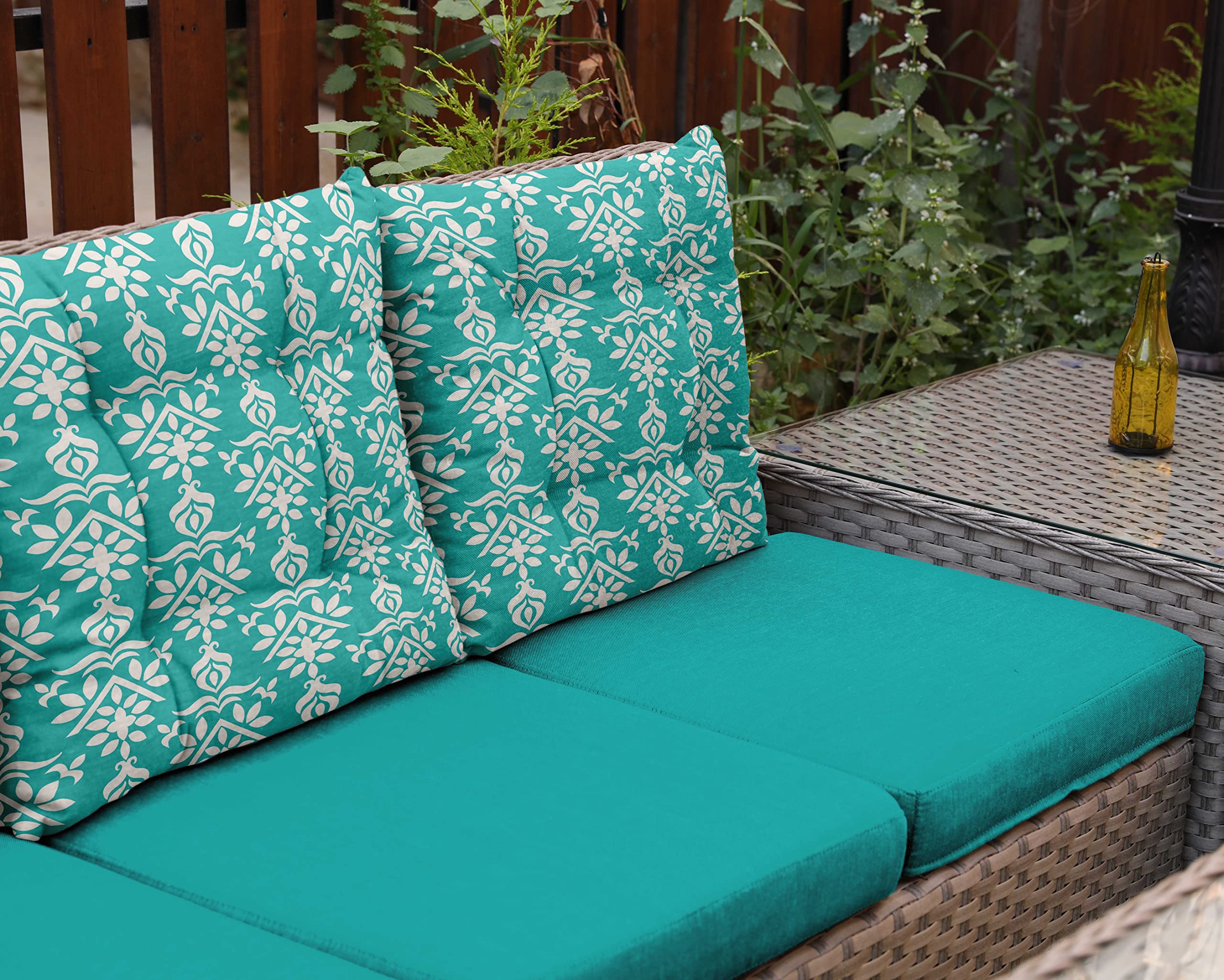 Premium Water-Resistant Indoor/Outdoor Tufted Square Patio Cushion Set of 2 - 19