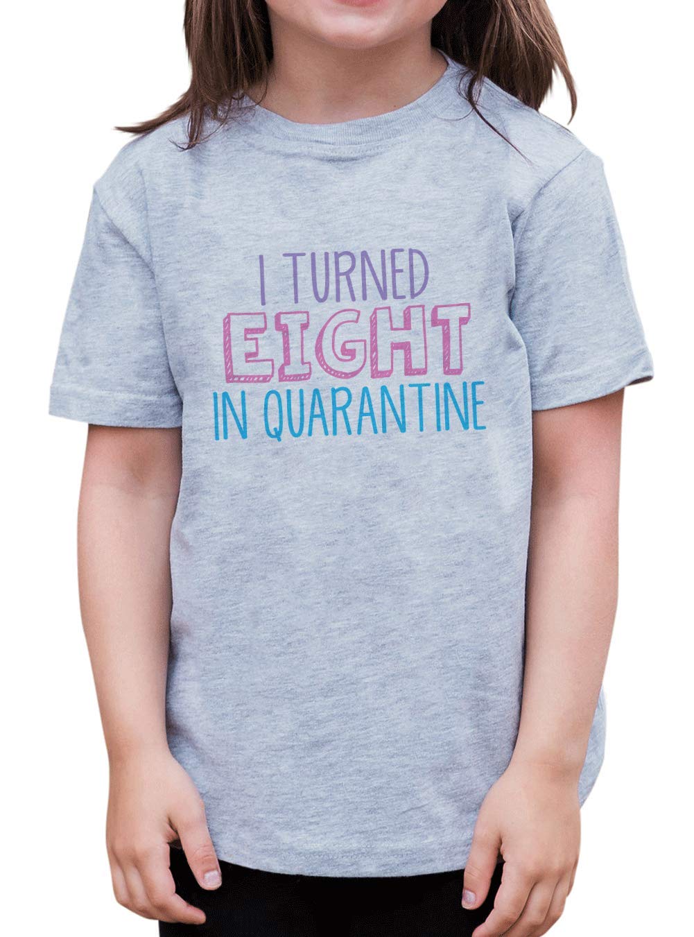 7 Ate 9 Apparel Girls' 8th Birthday T-Shirt - Fun Math Pun Outfit for Quarantine Parties & Virtual Celebrations