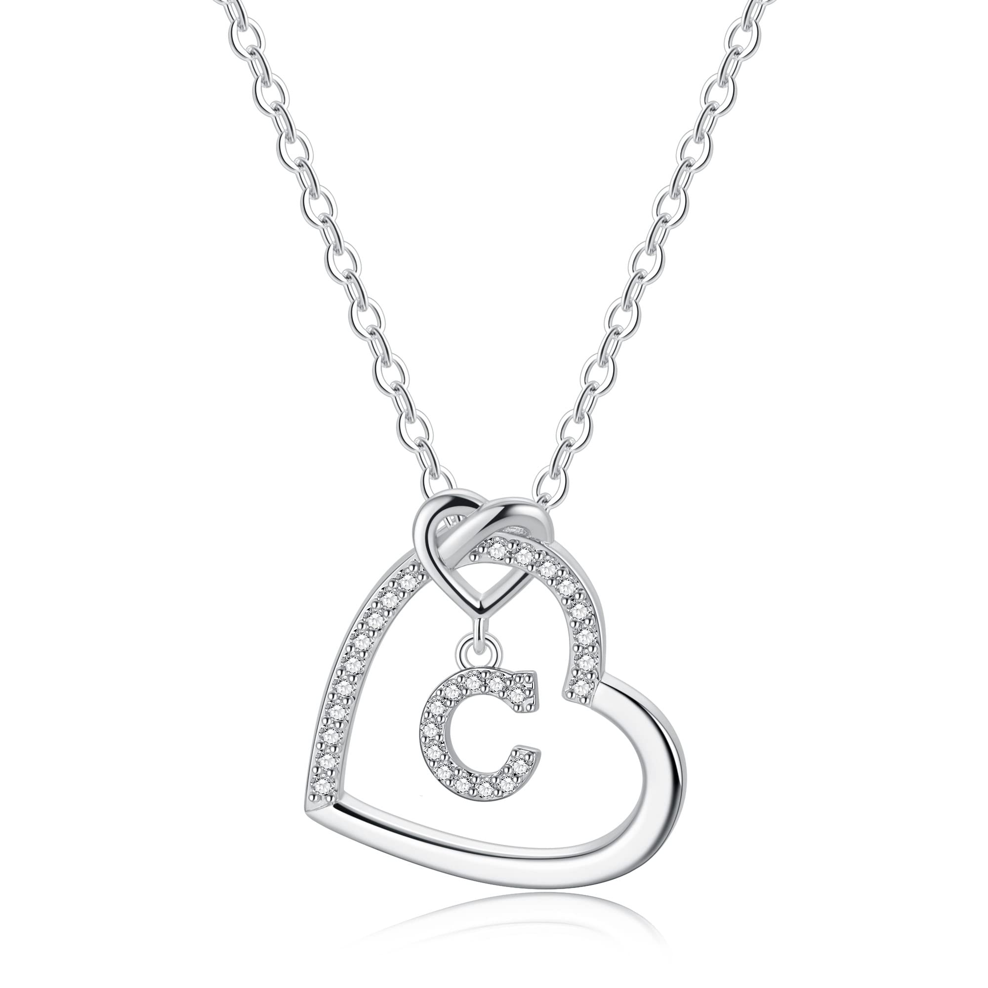 IEFWELL Dainty Gold Initial Heart Necklace for Women & Girls - Rose Gold & Silver CZ Letter Pendant Jewelry - Perfect Gift for Teens, Birthdays, Anniversaries & Valentine's Day