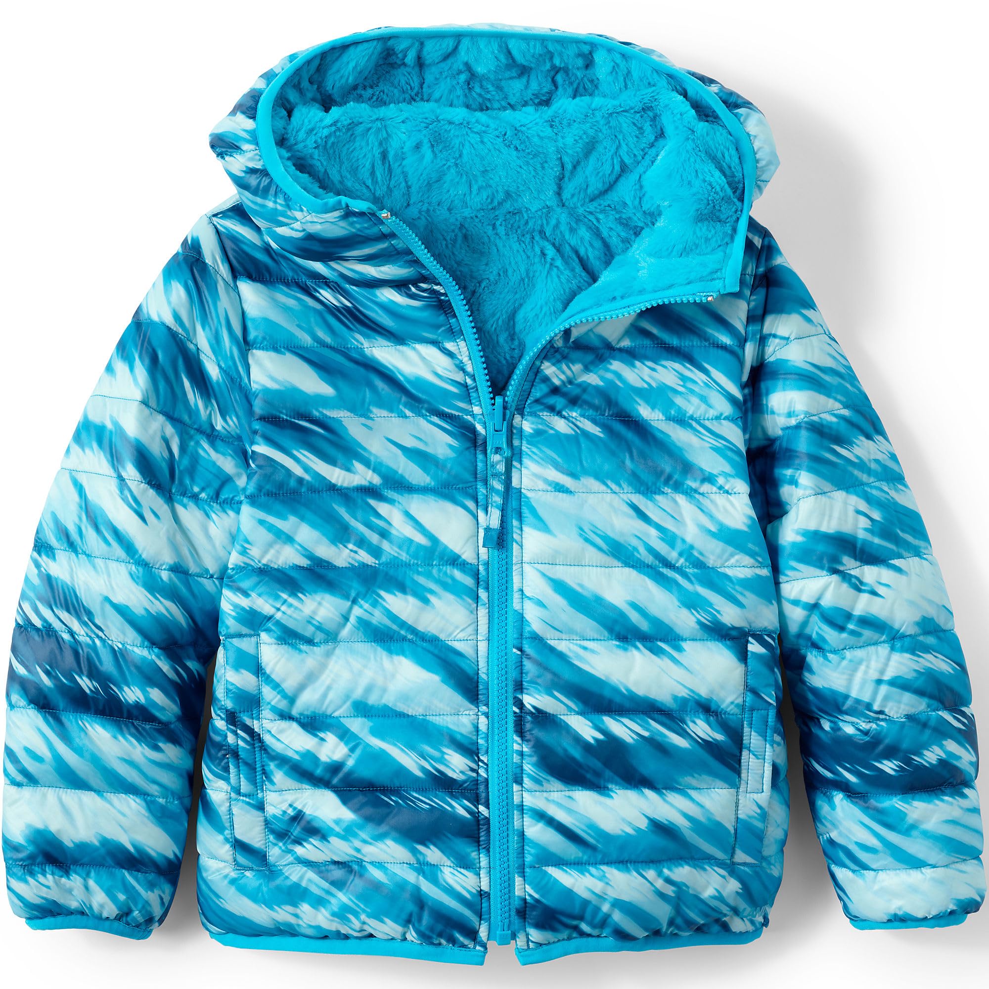 Lands' End Big Kids Reversible Jacket - Waterproof & Windproof Outerwear for Boys & Girls - Perfect for School, Play & Outdoor Adventures