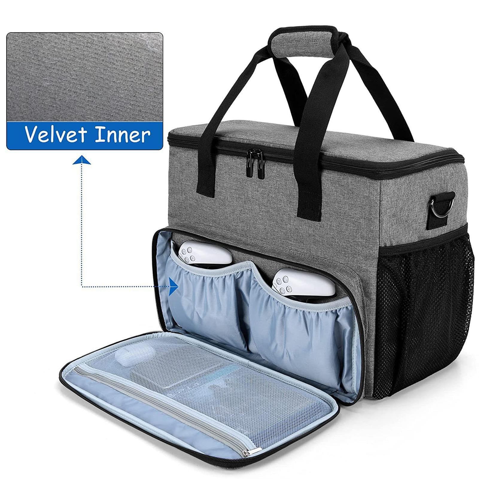 Fanelod PS5 Travel Case - Compatible with PS5, PS4, PS4 Pro & Xbox Series X/S - Protective Gaming Console Bag for Controllers & Hard Drives - Perfect for Travel, Storage & Gaming Parties
