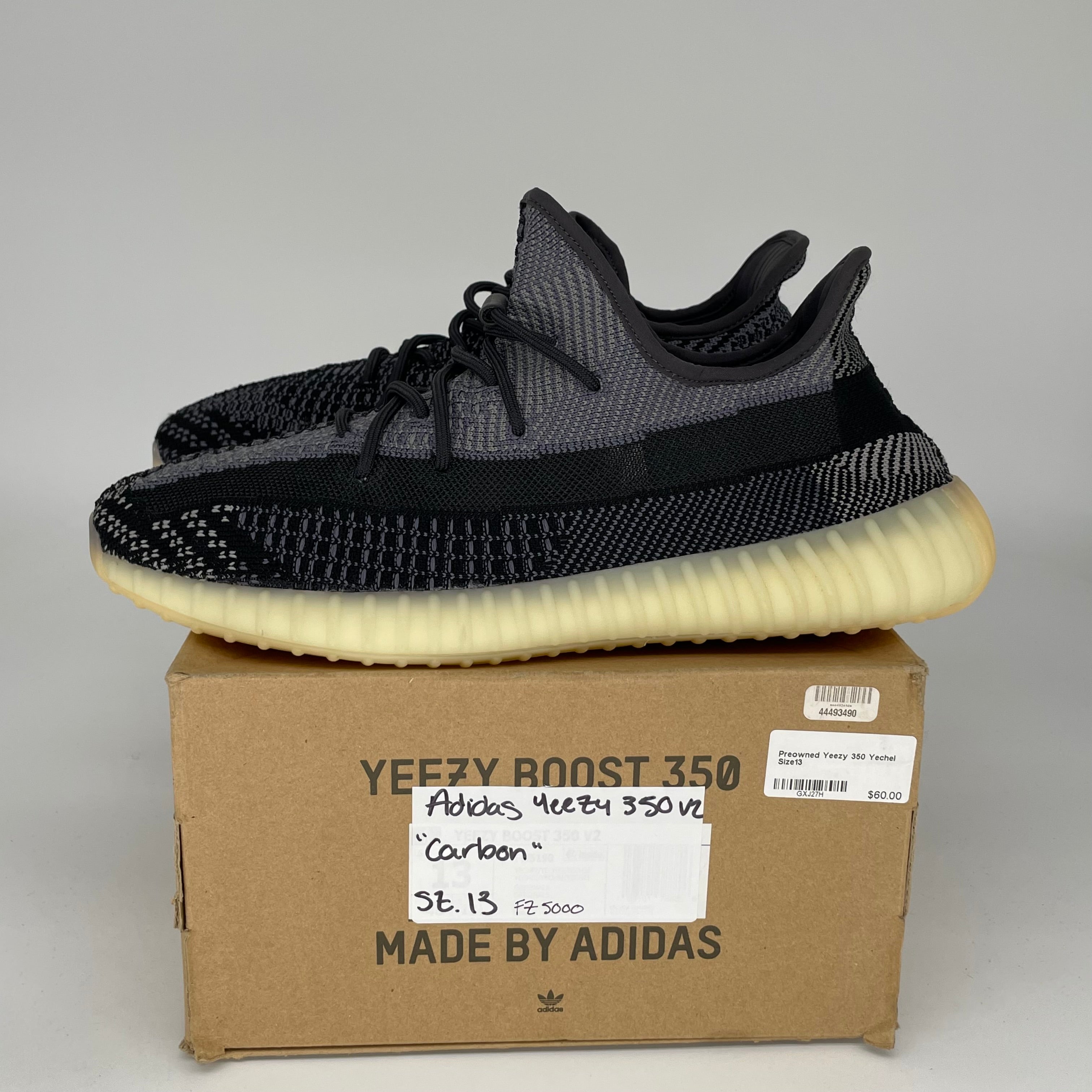 Adidas Yeezy Boost 350 V2 Carbon Sneakers - Men's Size 13 (FZ5000) | Comfortable Running Shoes for Jogging, Gym Workouts & Casual Streetwear Fashion