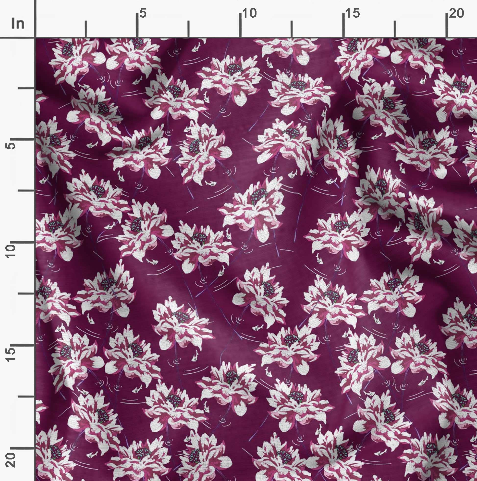 Soimoi Moss Georgette Brown Floral Printed Fabric - 42 Inch Wide by The Yard - Lightweight & Romantic Flower Pattern Material for Dresses, Scarves, Curtains & DIY Crafts