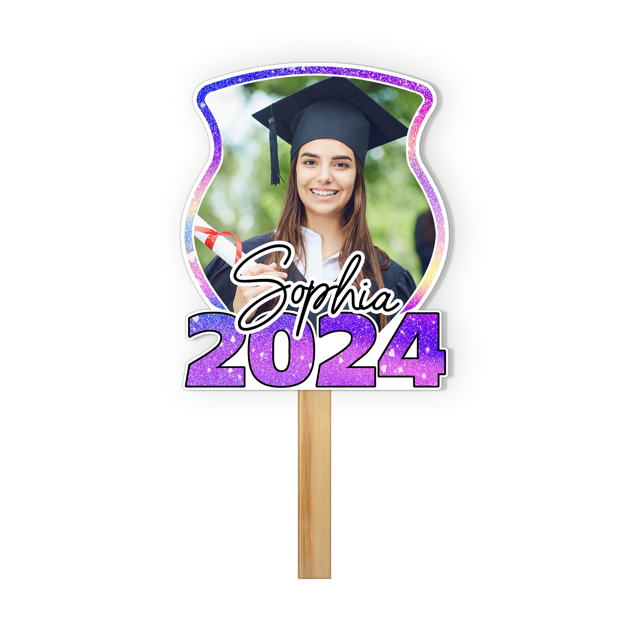 Custom Graduation Fan Gifts with Photo - Personalized Cardboard Cutouts for 2024 Graduates | Big Head on Stick for Him & Her | Perfect for Graduation Parties, Decorations & Celebrations