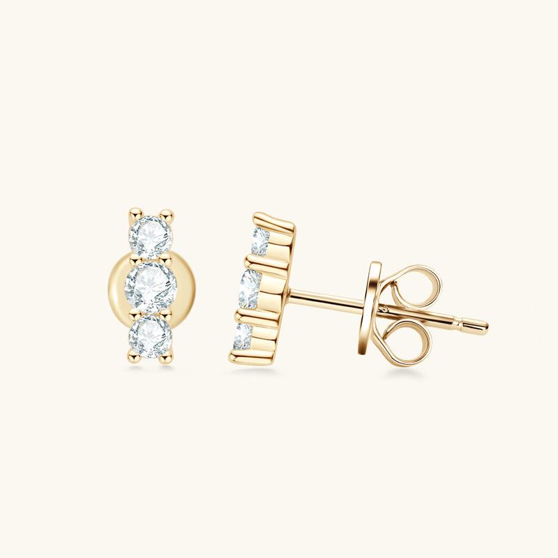 Triple Bar Premium Moissanite Stud Earrings for Women - 14K White Gold Hypoallergenic Diamond Simulant Jewelry - Perfect for Weddings, Anniversaries & Everyday Elegance