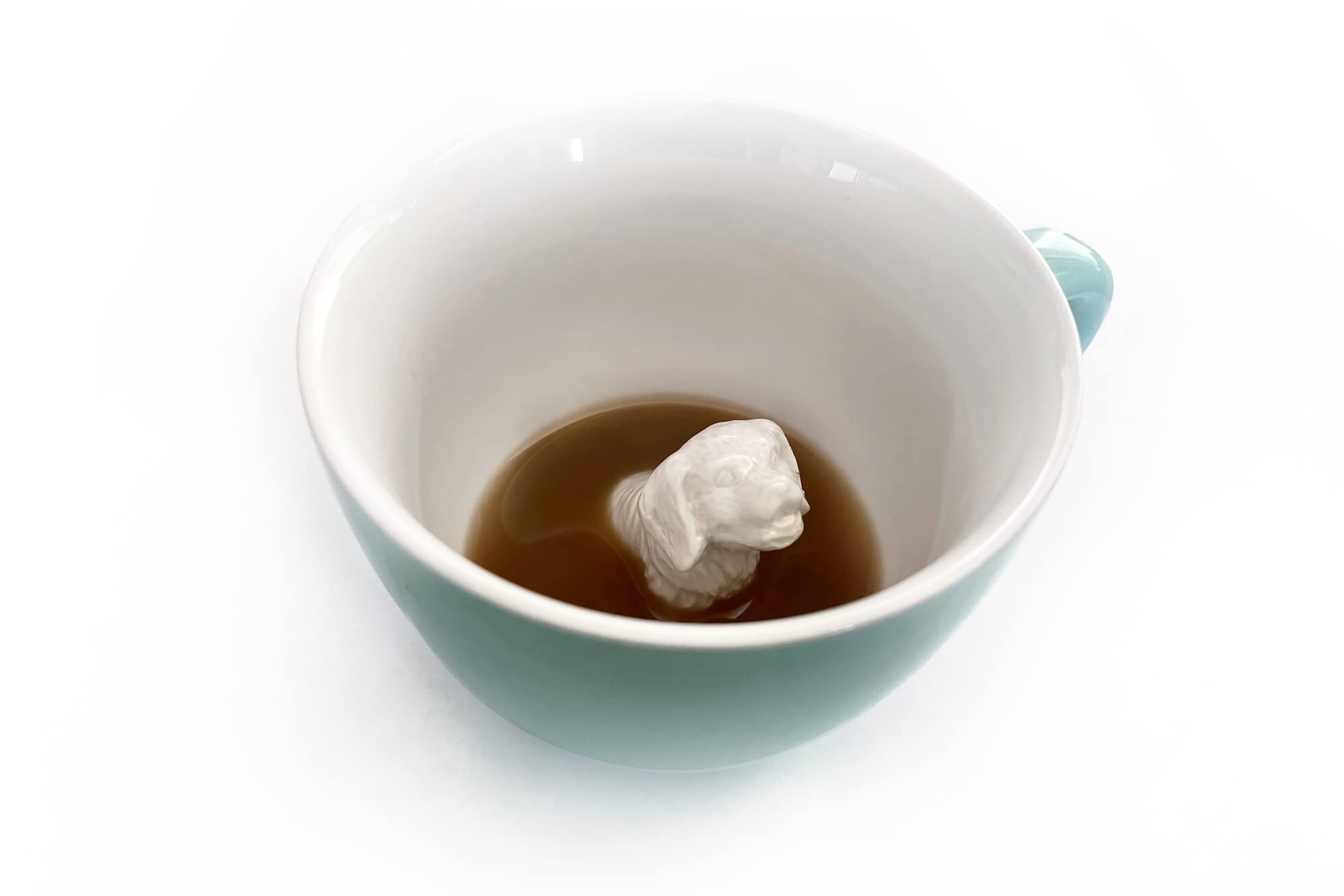 3D Hidden Dog Creature Ceramic Mug - 11oz Aqua Green Coffee & Tea Cup with Puppy Inside - Unique Gift for Dog Lovers, Birthday, Holiday & Housewarming - Perfect for Home, Office & Coffee Shop Use
