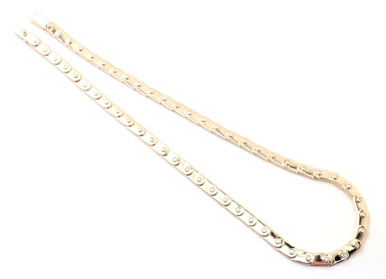 Authentic Gucci 18k Yellow Gold Diamond Tennis Necklace - Luxury Women's Jewelry for Parties, Weddings & Special Occasions