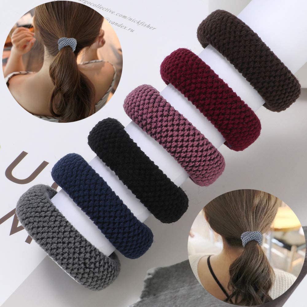 12 PCS Thick Hair Ties for Women & Girls - Soft Seamless Non-Slip Elastic Hair Bands for Ponytails & Headbands - Perfect for Thick, Heavy & Curly Hair - Great for Workouts, Yoga, School & Everyday Use