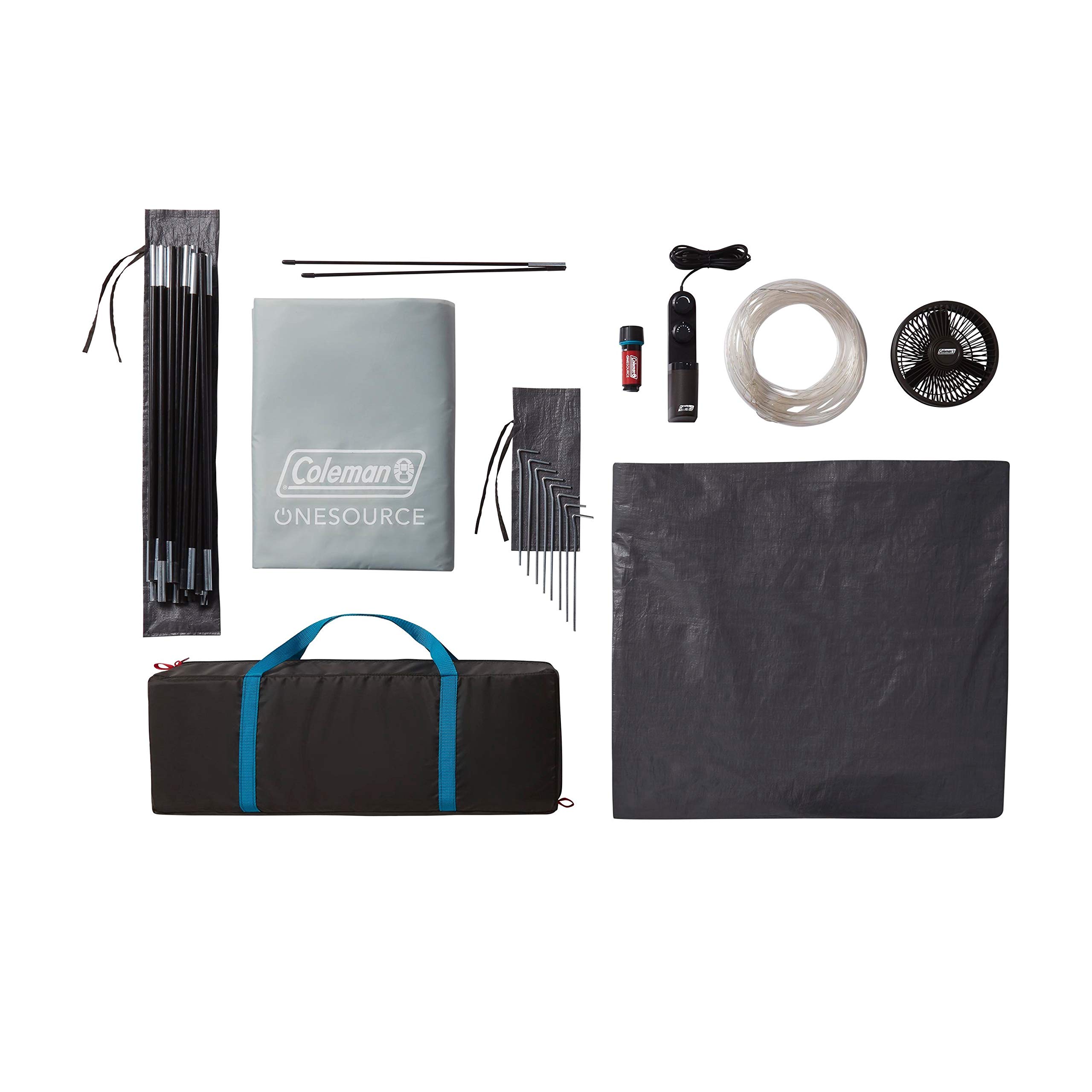 Coleman OneSource Rechargeable 4/6 Person Camping Tent with Airflow System & LED Lighting - Includes Rainfly, Tent Fan, Lights, and Interchangeable Battery Pack - Easy Setup Tent for Family Camping, Hiking, and Outdoor Adventures