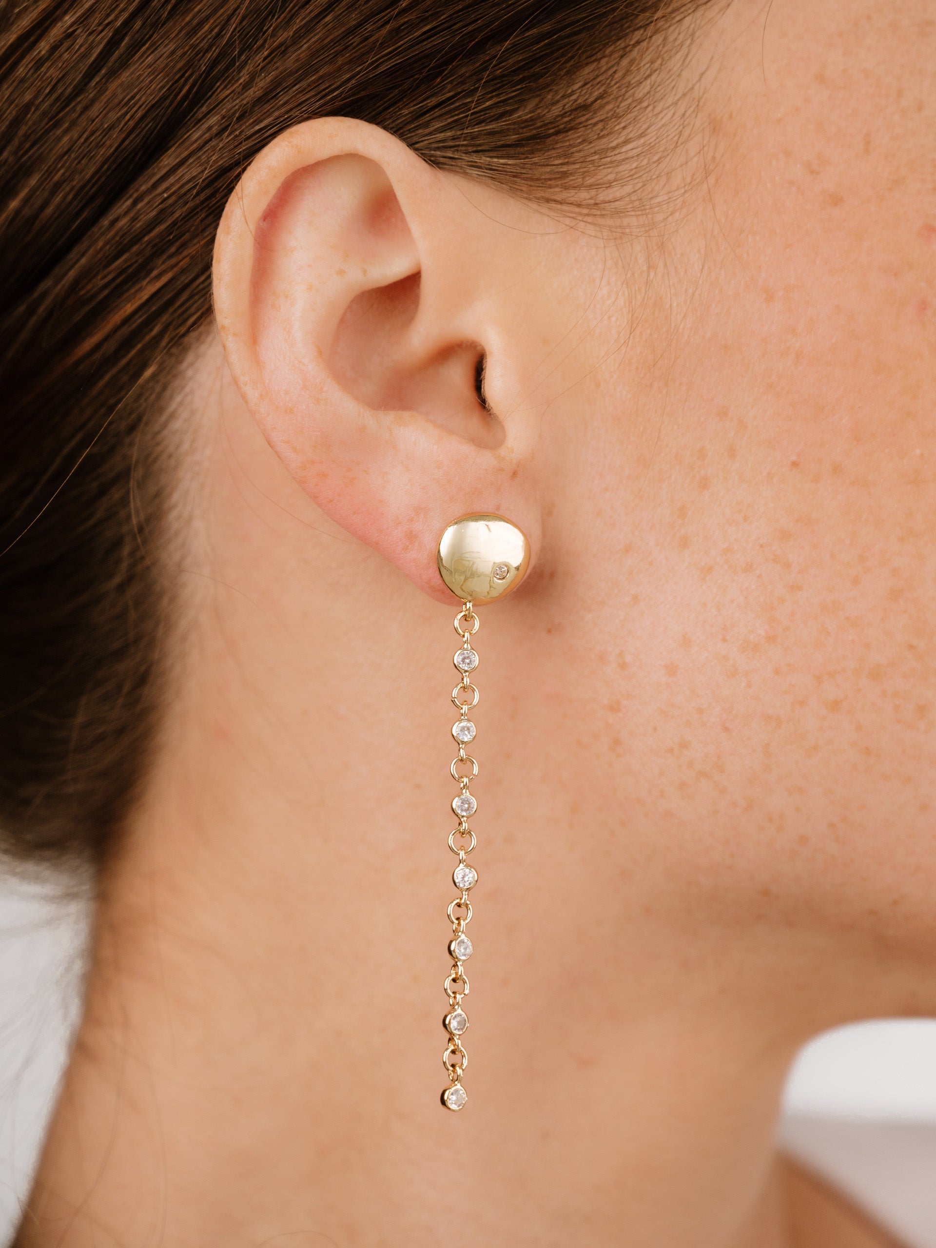 Polished Pebble Linear Chain Earrings - Elegant Minimalist Dangle Earrings for Women | Perfect for Casual Wear, Office, and Evening Outfits