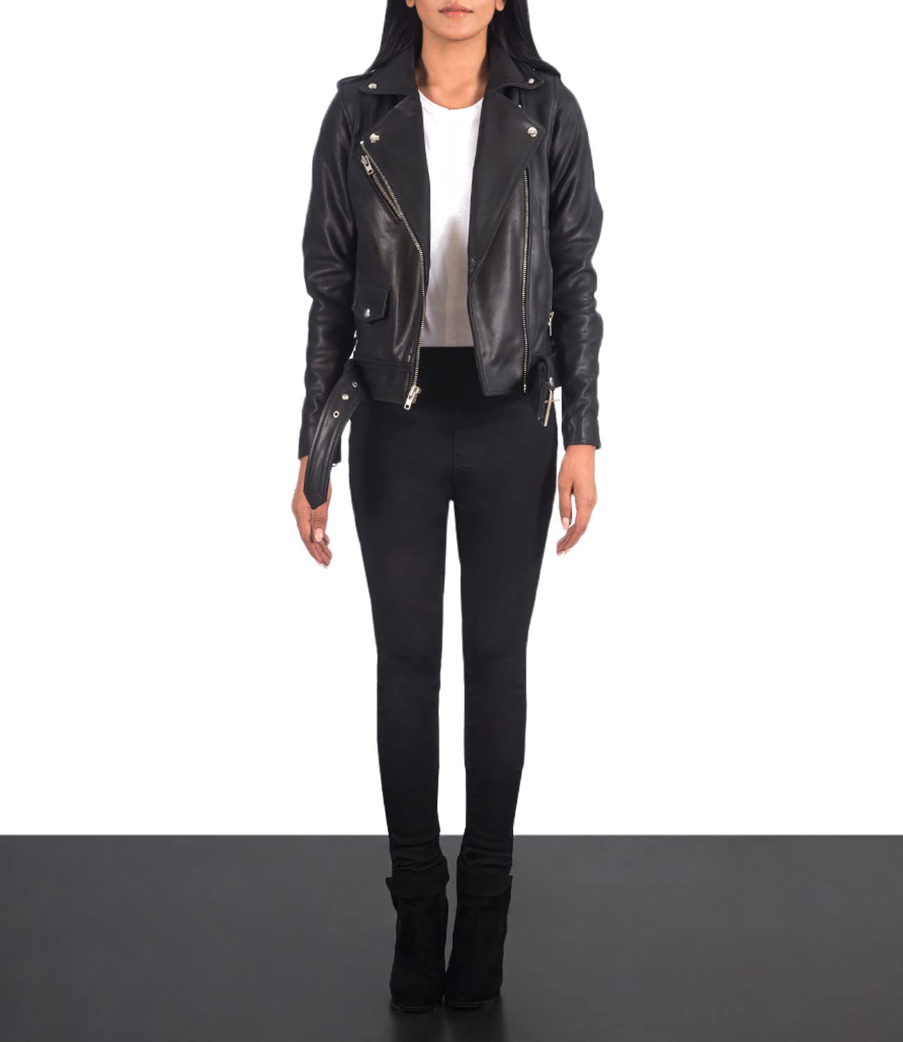 The Jacket Maker Alison Women's Real Leather Biker Jacket | Genuine Leather Motorcycle Jacket for Women | Perfect for Riding, Casual Outfits & Fashion Statements