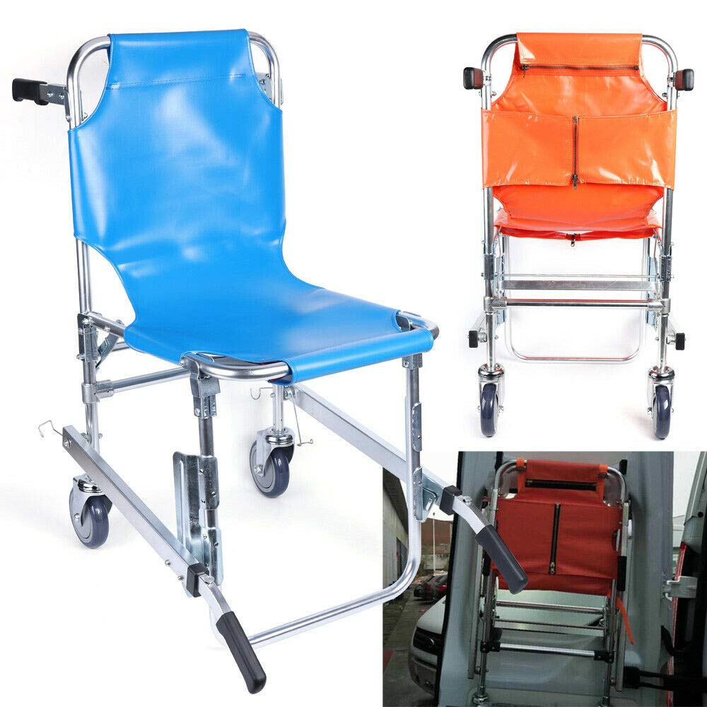 CNCEST EMS Stair Chair - Medical Transport & Evacuation Chair with Seat Belt, Orange - Ideal for Emergency Rescue, Patient Transfer, and Mobility Assistance in Hospitals & Homes