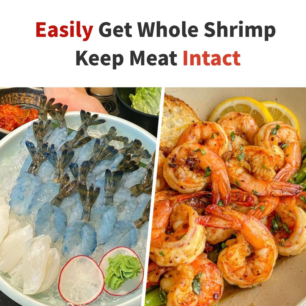 2PCS Stainless Steel Shrimp Deveiner Tool with Safety Cover - Portable Shrimp Peeler & Deveiner for Easy Cleaning - Perfect for Home Cooking, Seafood Restaurants & Outdoor BBQ