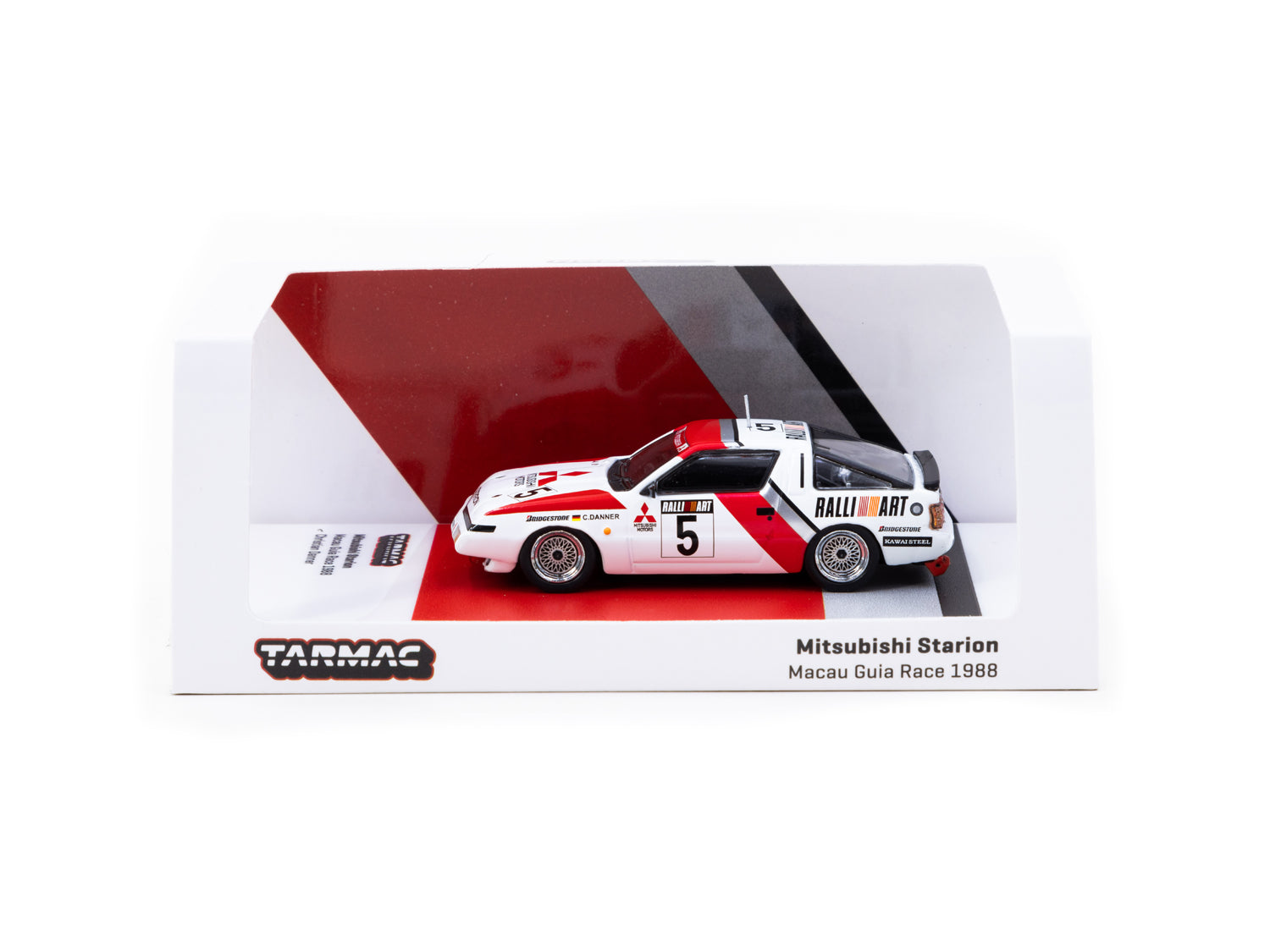 Tarmac Works 1/64 Scale Mitsubishi Starion Macau Guia Race 1988 #5 Diecast Model Car - Collectible Hobby64 for Display & Racing Enthusiasts