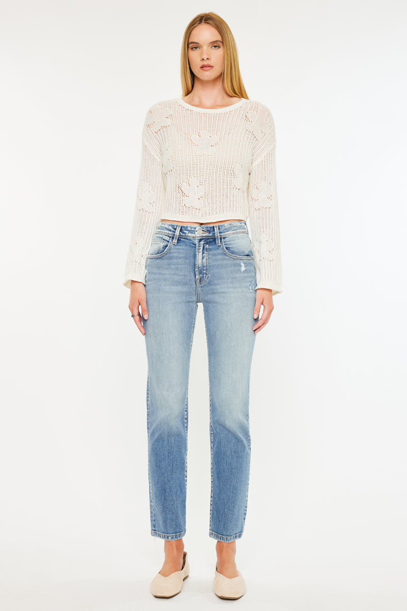 Ellie Premier High Rise Straight Jeans for Women - Classic Stretch Denim Pants with Comfortable Fit - Perfect for Casual Outfits, Office Wear & Date Nights