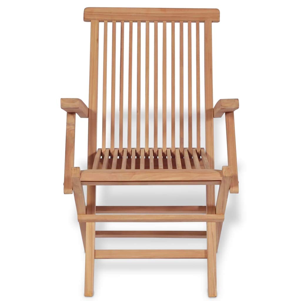 2 Pack Folding Garden Chairs with Armrests - Solid Teak Wood Outdoor Furniture for Patio, Lawn, Backyard, Poolside - Perfect for Relaxing, Sunbathing & Outdoor Dining