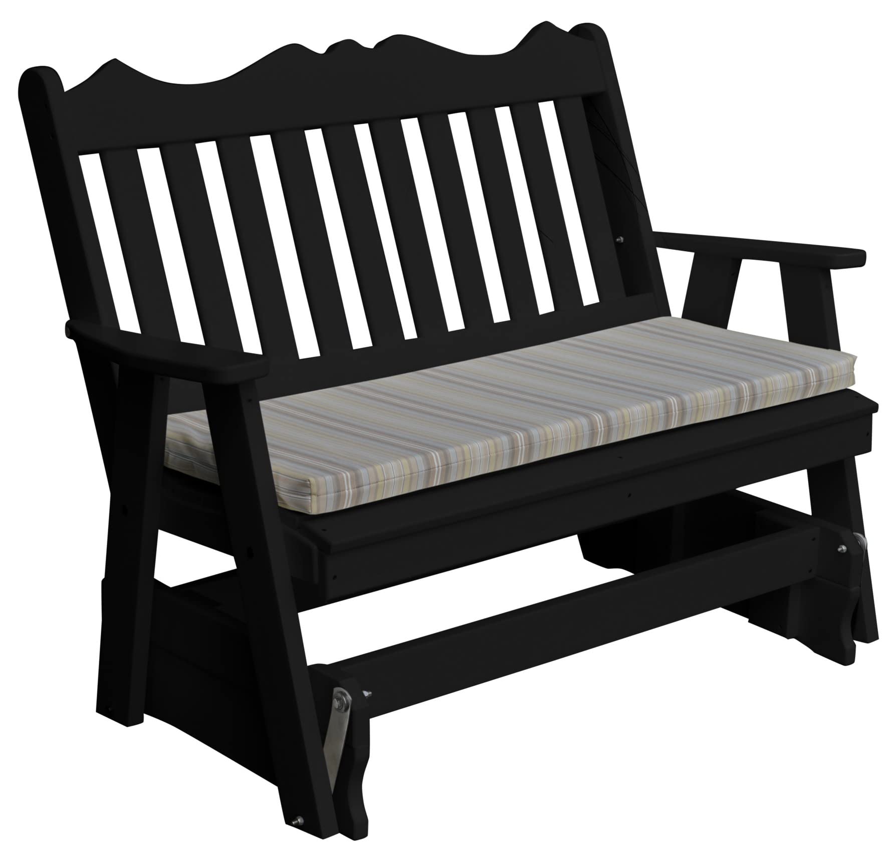 4' Poly Royal English Glider Rocking Chair - Black Patio Furniture for Outdoor Relaxation | Perfect for Porch, Garden & Backyard Lounging