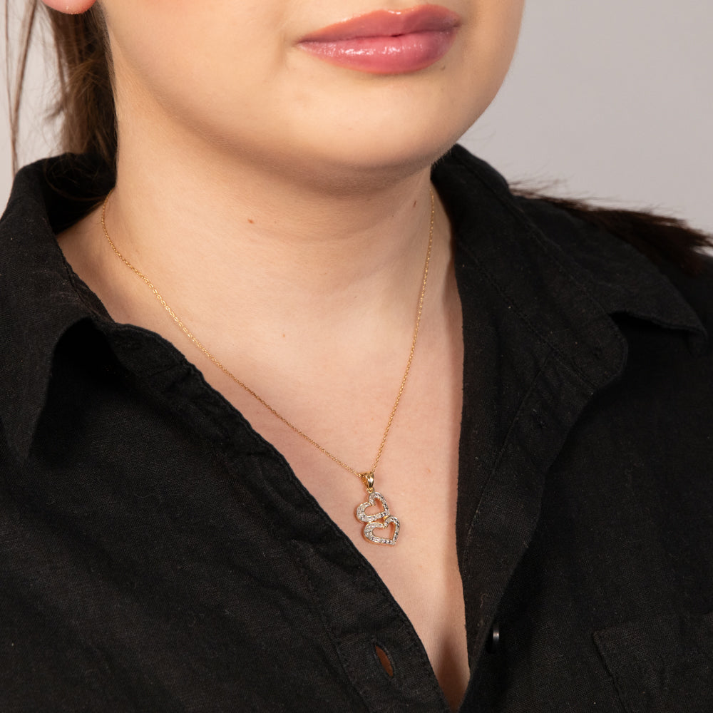 1/10 Carat Diamond Heart Pendant Necklace - 14K Gold Plated Sterling Silver Jewelry for Women - Perfect Gift for Valentine's Day, Anniversary & Special Occasions