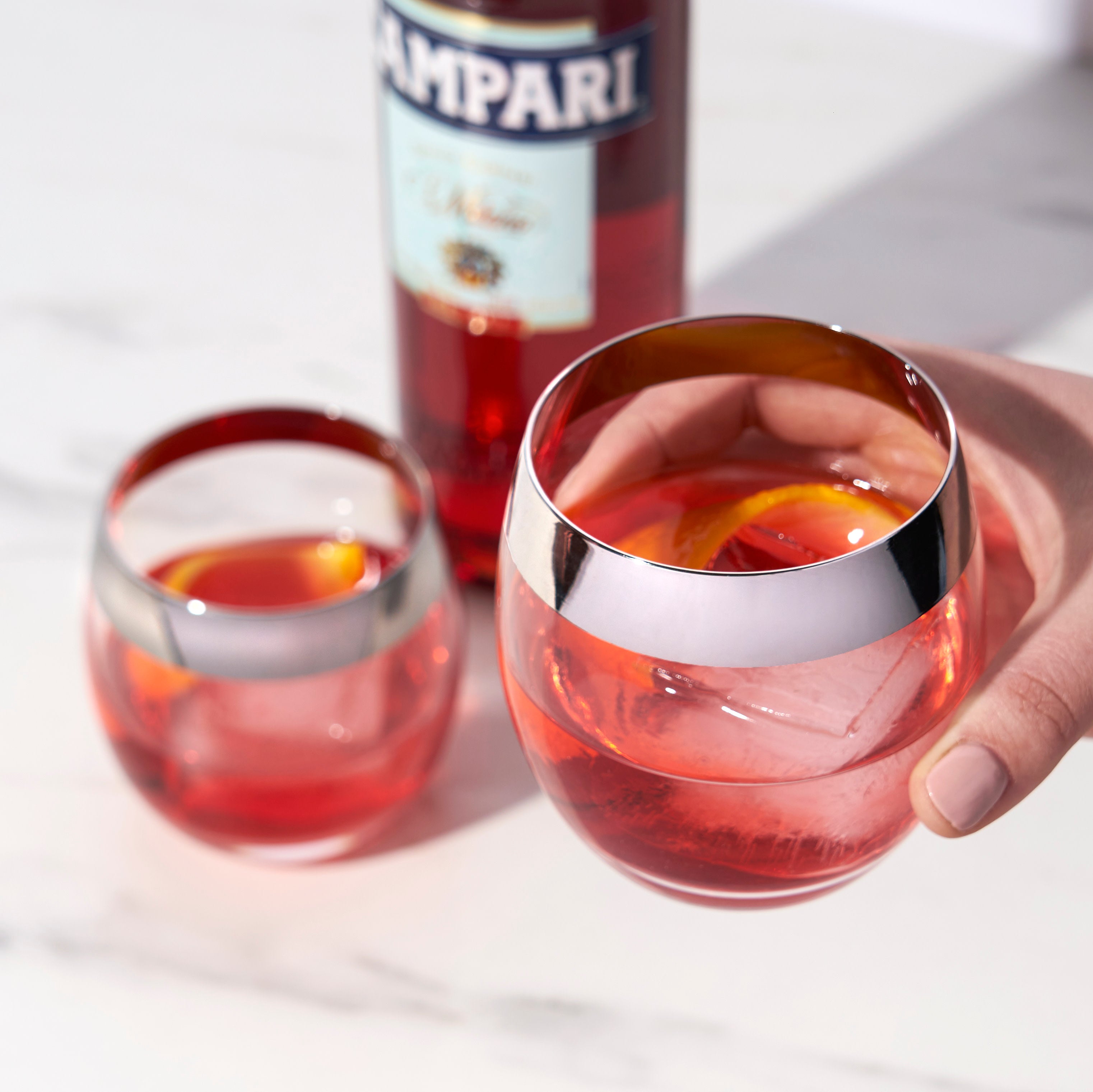 Premium Irving Chrome Rimmed Crystal Tumblers Set of 2 - Elegant Drinking Glasses for Cocktails, Whiskey & Wine - Perfect for Home Bar, Dinner Parties & Wedding Gifts