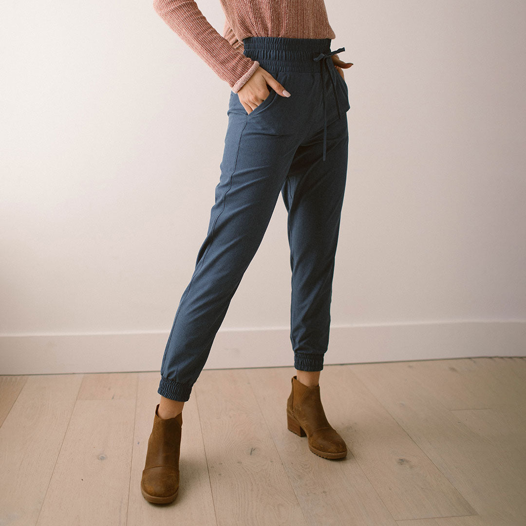 Dark Chambray Heather Destination Joggers for Men - Comfortable Casual Lounge Pants for Travel, Workout & Home Relaxation