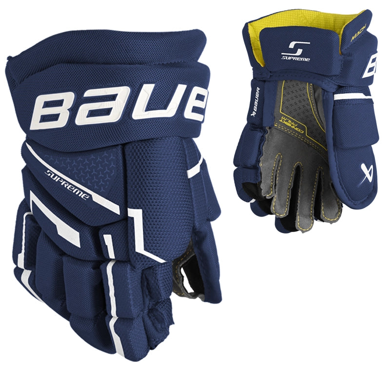 Bauer Supreme Mach Hockey Gloves for Youth - Lightweight Protective Ice Hockey Gear for Kids - Perfect for Practice, Games & Training Sessions