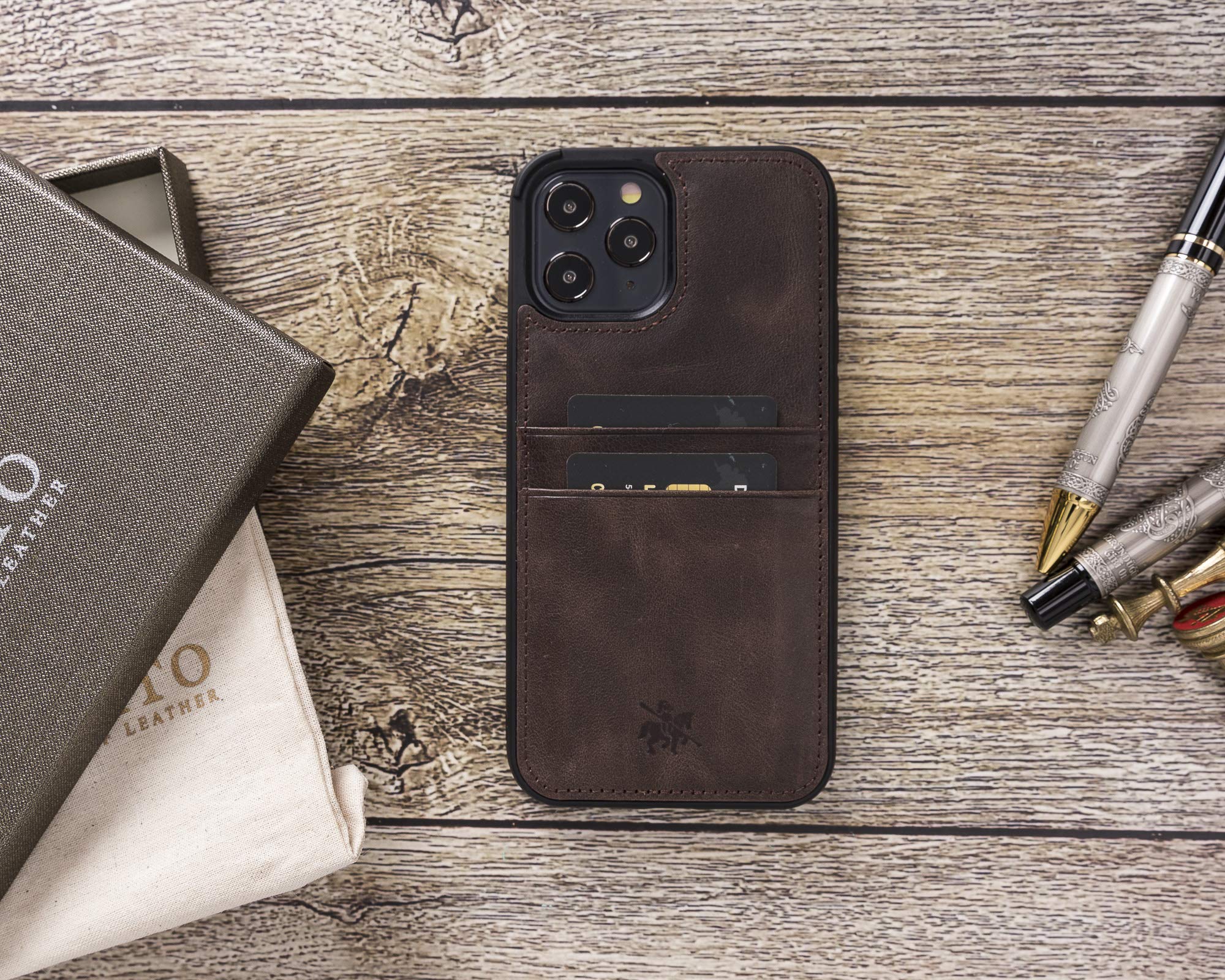 Venito Capri Leather Wallet Case for iPhone 12 Pro Max (6.7 inch) - RFID Blocking Protective Phone Cover with Card Slots & Padded Back - Coffee Brown - Perfect for Travel, Work & Everyday Use