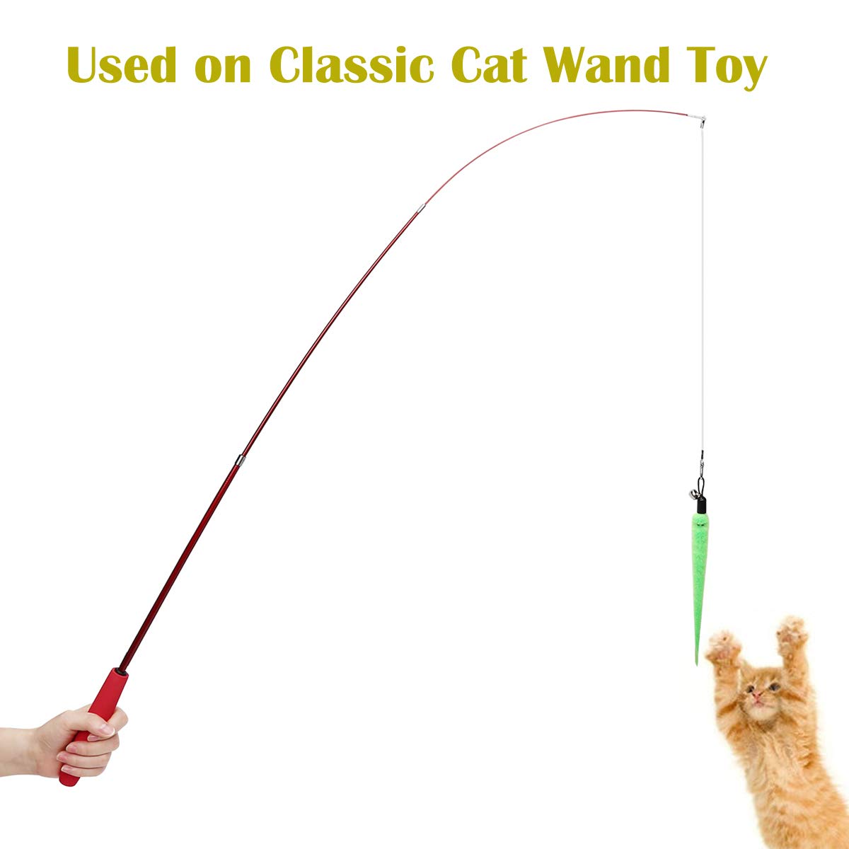 10PCS Cat Worm Toy Set with Feather Attachments & Black String - Interactive Teaser Wand Replacement for Indoor Cats & Kittens - Perfect for Playtime, Exercise, and Bonding with Your Feline Friend