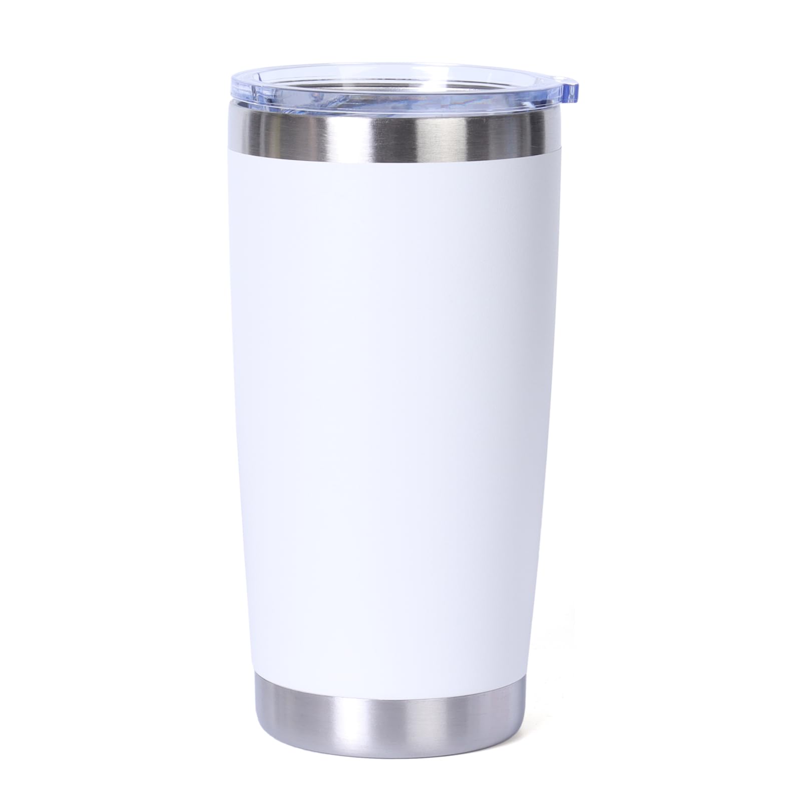 Premium 20oz Stainless Steel Vacuum Insulated Tumbler - Double Wall Thermal Travel Mug with Powder Coated Finish (White) - Keeps Drinks Hot/Cold for Hours - Perfect for Coffee, Tea, Office, Gym & Outdoor Adventures