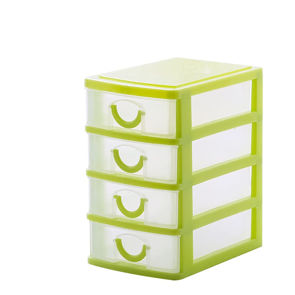 Mini Desktop Drawer Organizer - 4-Layer Plastic Storage Box for Cosmetics, Office Supplies & Small Items | Removable Multi-Compartment Organizer | Perfect for Makeup Vanity, Desk Organization & Craft Room Storage (Green)