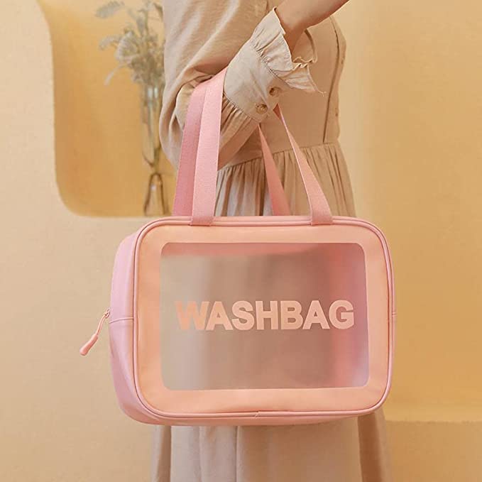RP MALL Multipurpose Transparent PVC Zipper Cosmetic Travel Wash Bag - Waterproof Toiletry Makeup Organizer Pouch for Women & Girls - Perfect for Travel, Gym, Beach & Daily Essentials Storage