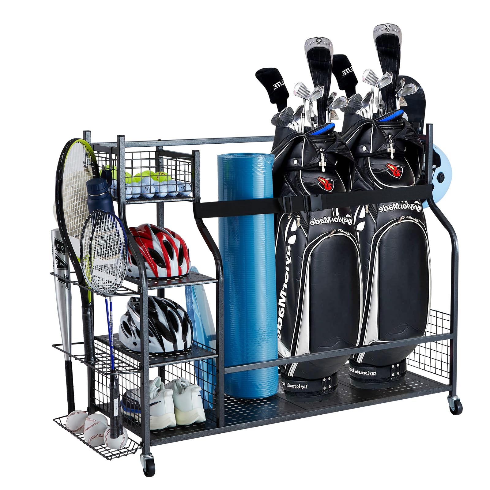 VEVOR Golf Bag Organizer & Storage Rack Stand - Heavy Duty Golf Equipment Holder for Garage, Sports Gear & Toy Storage - Perfect for Golf Clubs, Balls & Accessories - Ideal for Home, Garage & Club Organization
