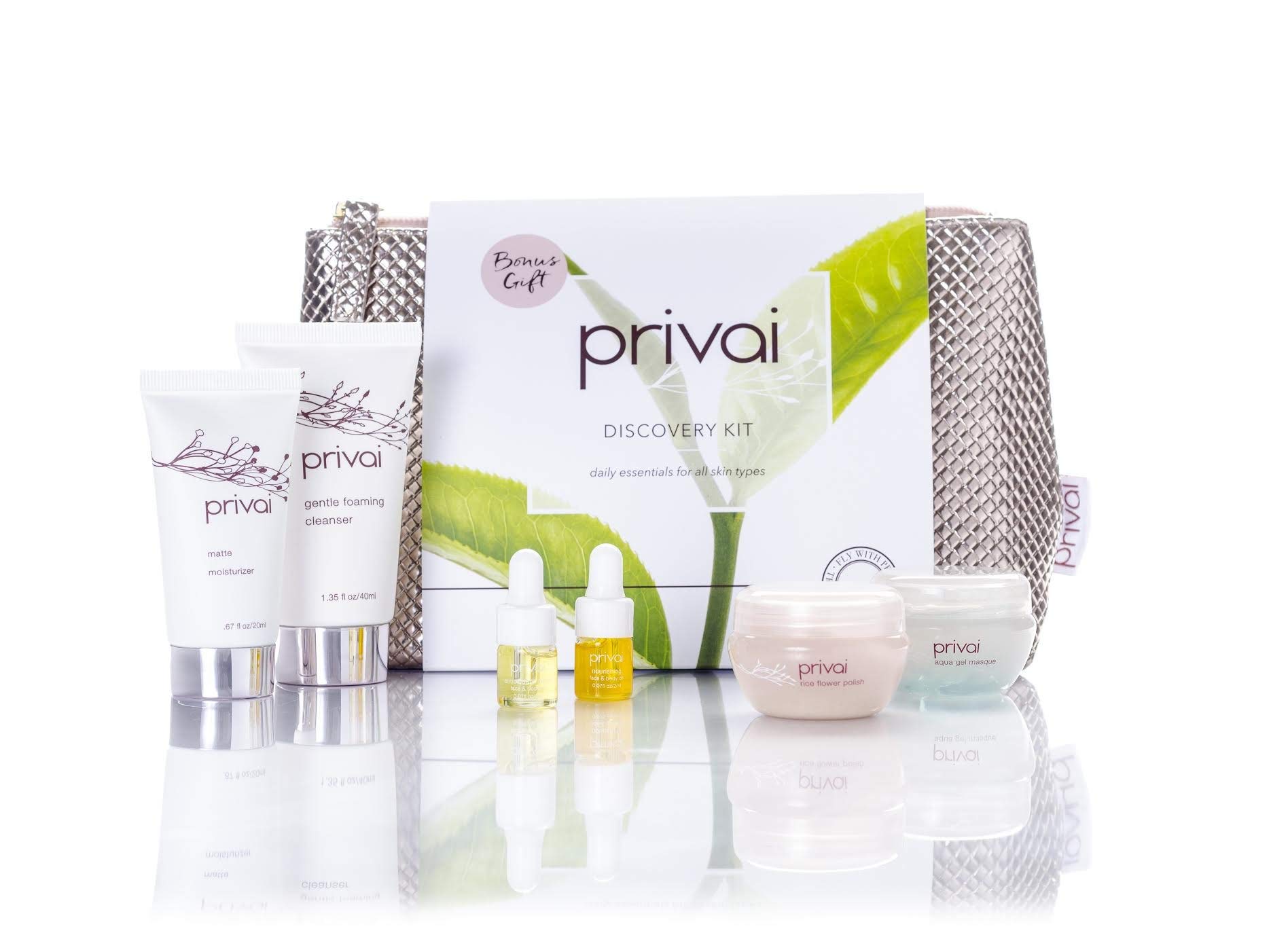 Discovery Kit for All Skin Types - Travel-Friendly Skincare Essentials with Foaming Cleanser, Matte Moisturizer, Rice Flower Polish & Antioxidant Repair Oil | Perfect for Daily Routine, On-the-Go & Gift Giving