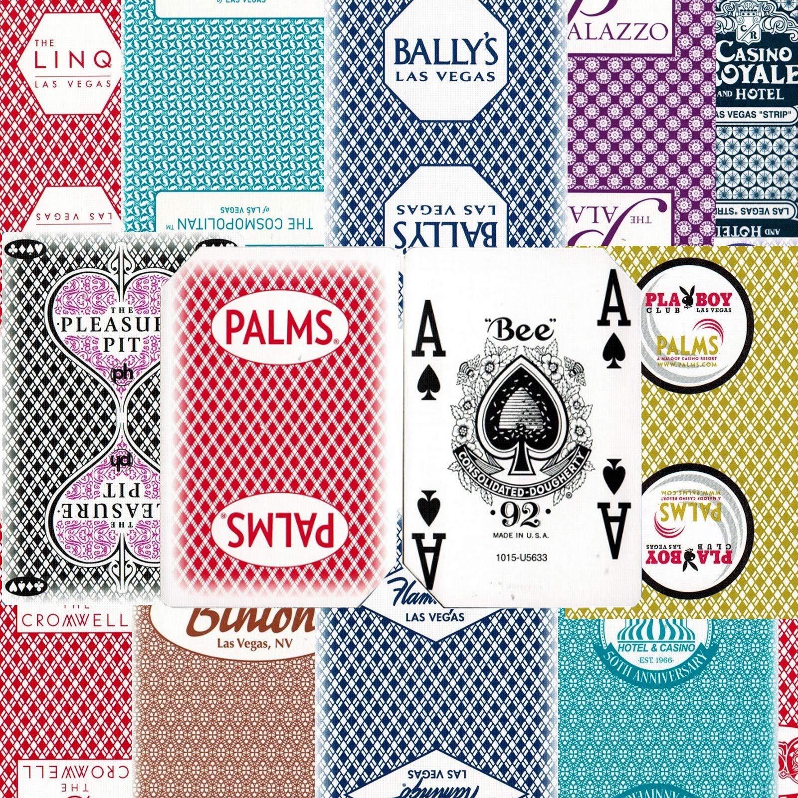 Premium Las Vegas Casino Playing Cards & Nevada Casino Craps Dice Set - 5pc Bundle with 2 Decks, 2 Dice Pairs & Black Velvet Pouch - Perfect for Poker Nights, Gambling Parties, Casino Themed Events and Game Collections