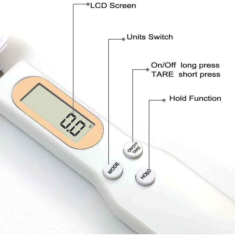 CUZWAVE Digital Kitchen Spoon Scale - 1.1lb/500g/0.1g Precision LCD Display for Measuring Cooking Ingredients | Perfect for Baking, Meal Prep & Portion Control