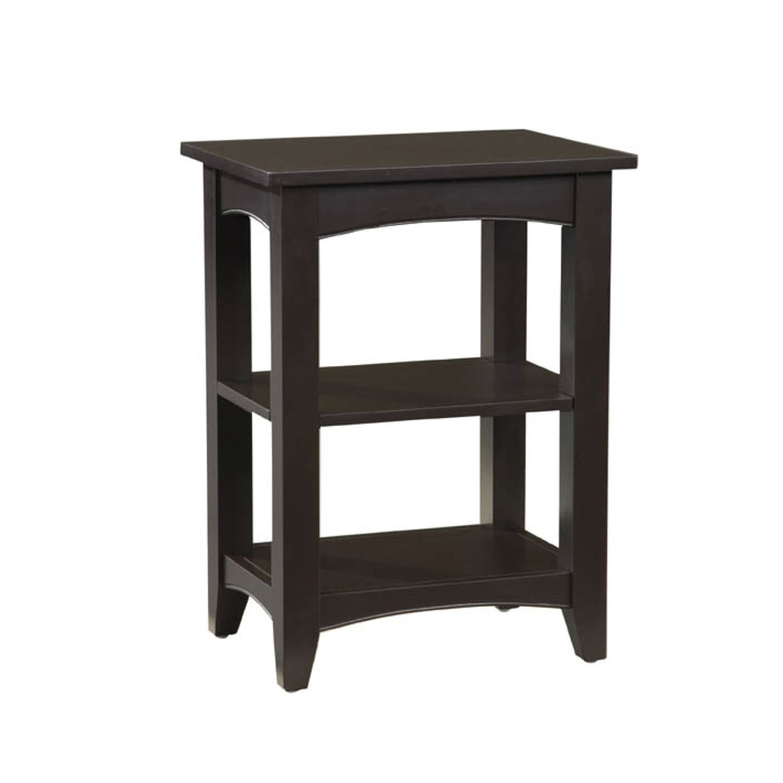 Alaterre Shaker Cottage End Table with 2 Shelves - Solid Wood Nightstand, Chocolate Finish - Perfect for Living Room, Bedroom & Cottage Decor