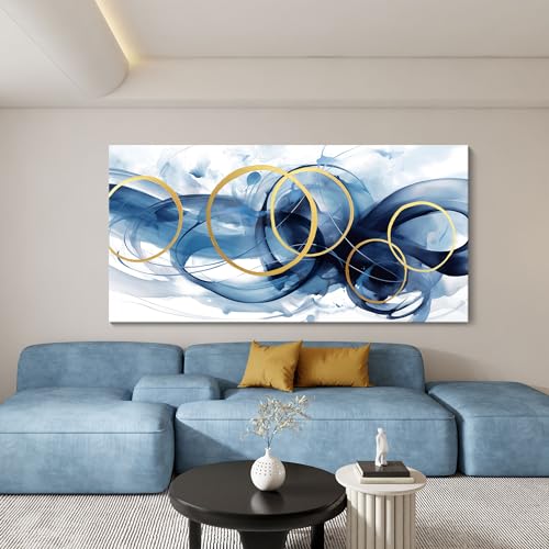 Bule gold abstract wall art