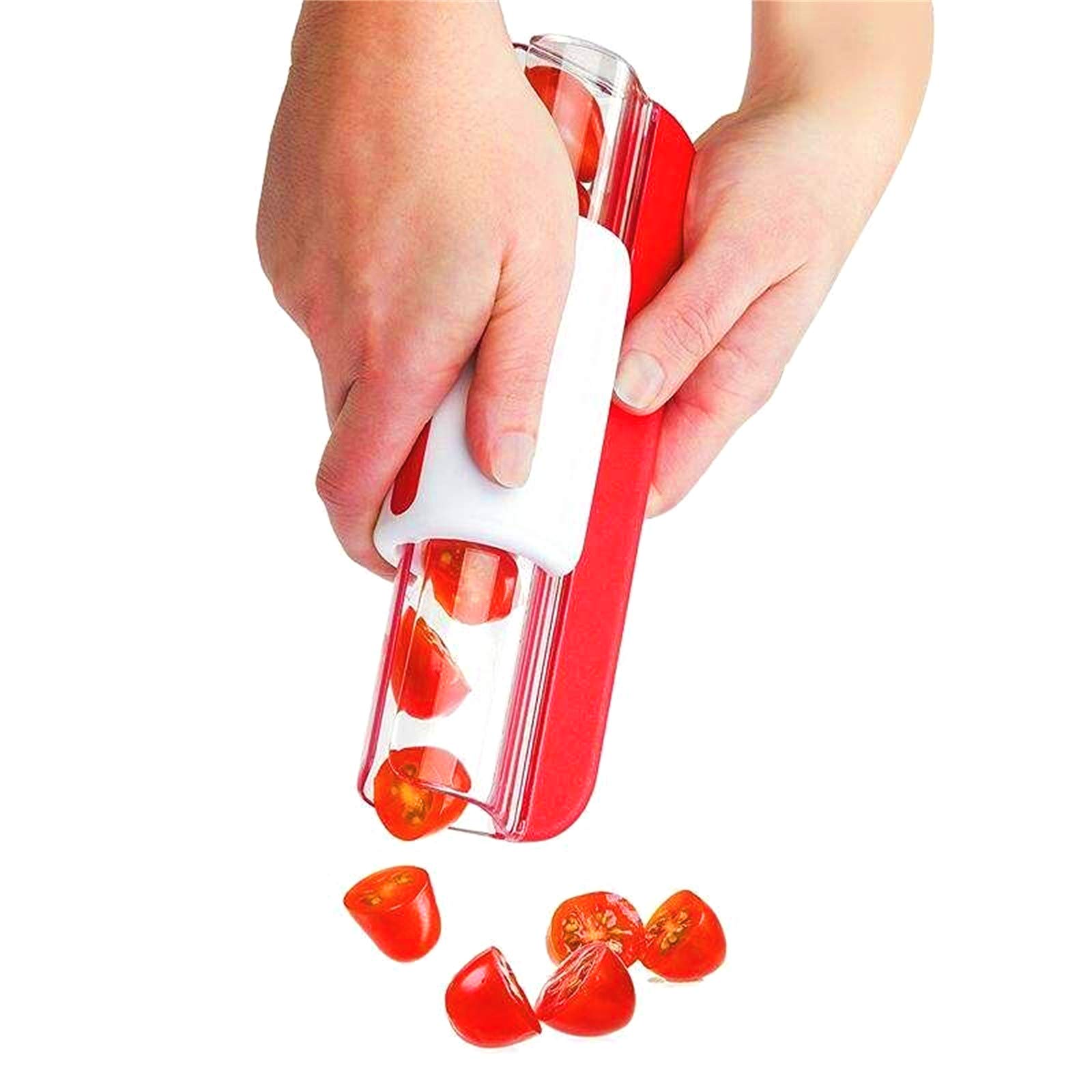 Cherry Tomato Cutter - Stainless Steel Grape Slicer & Fruit Vegetable Cutting Tool - Perfect for Salads, Snack Prep, and Cooking Accessories - Kitchen Gadgets for Easy Meal Preparation
