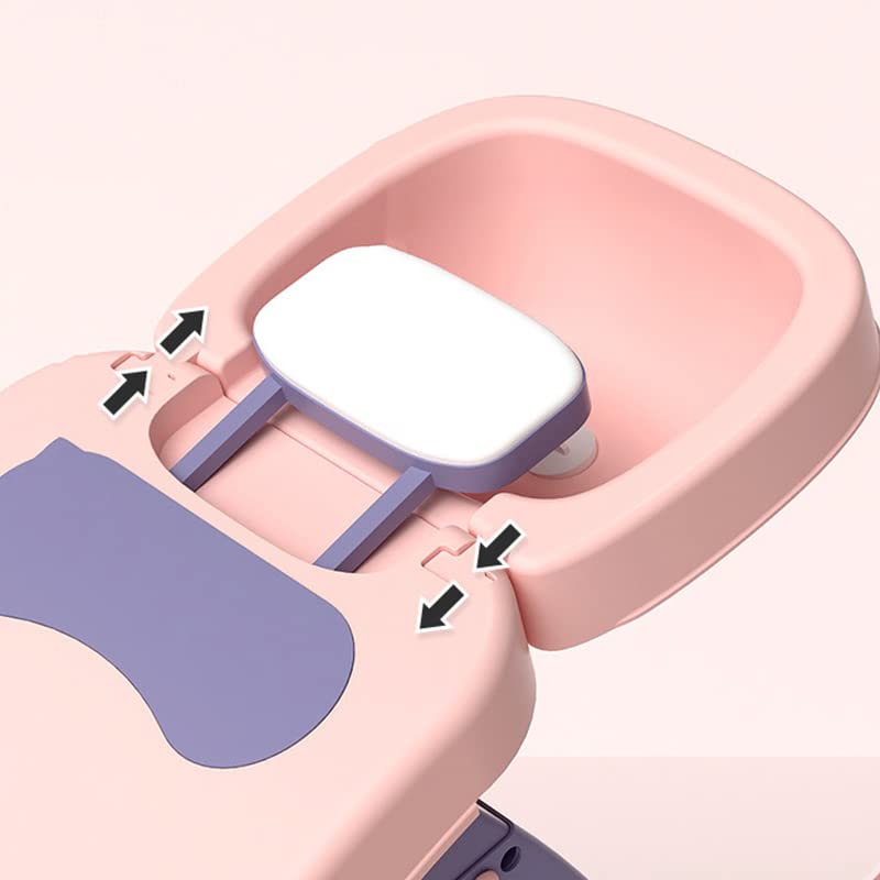**KOSDFOGE Kids Hair Washing Chair - Portable Foldable Stretchable Children Shampoo Bed for Infants & Toddlers, Comfortable & Stable Hair Washing Station (Luxury Cherry Blossom Pink with Shampoo Basin) - Perfect for Home, Salon & Travel Use**