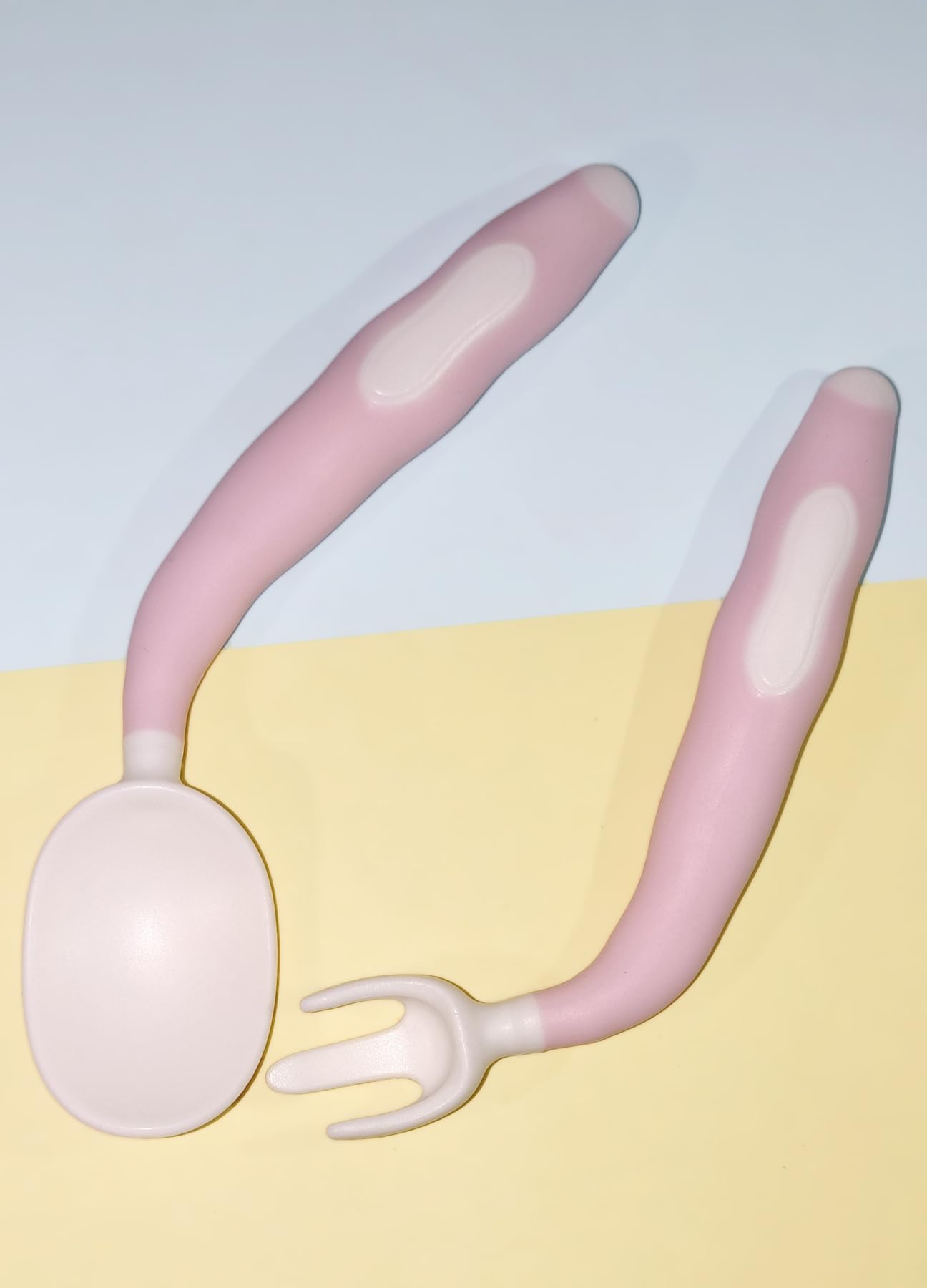 Kritiu BPA-Free Silicone Baby Rattle Nibbler & Spoon Set - Safe Teething Toy & Feeding Utensils for Infants 6+ Months (Blue & Pink) | Perfect for Soothing Sore Gums & Introducing First Foods