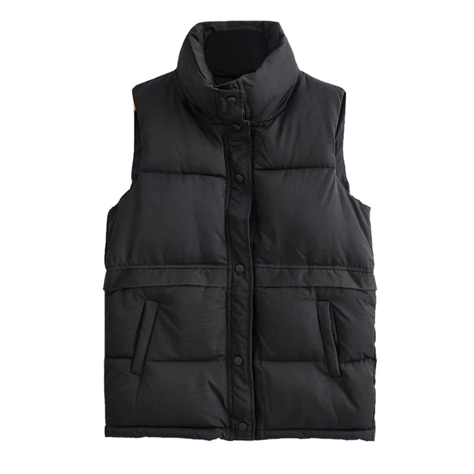 Women's Cotton Short Jacket with Solid Stand Collar & Outerwear Vest Pocket - Loose Fit Cozy Sleep Coat for Lounge & Home Wear