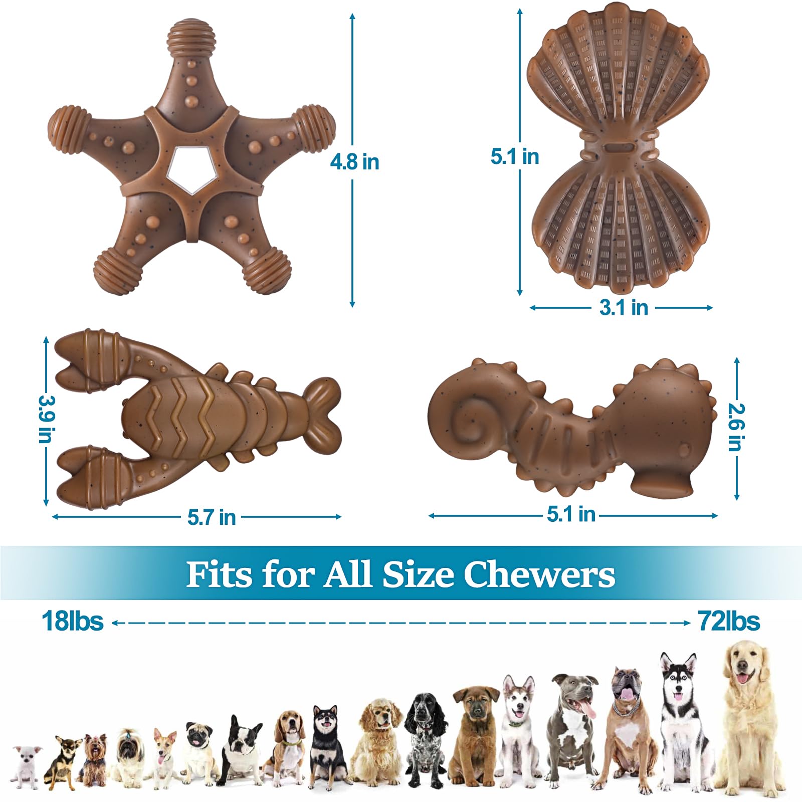Durable Nylon Dog Chew Toys for Aggressive Chewers - 3 Pack Indestructible Pet Toys for Large, Medium & Small Breeds | Tough Puppy Chewers Gift for Training & Playtime