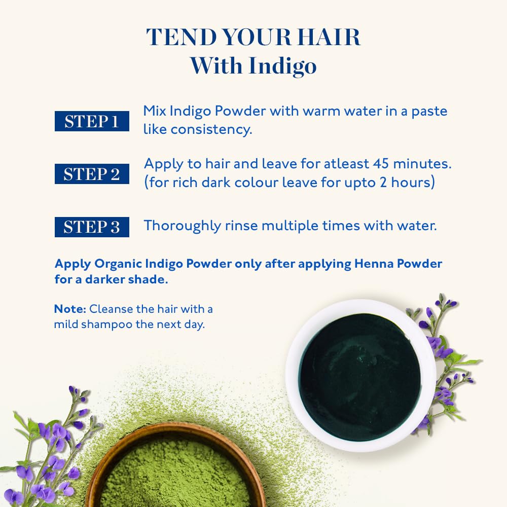 Organic Indigo Powder by Kama Ayurveda - 100g | Natural Hair Dye for Gray Coverage & Hair Growth | Perfect for DIY Hair Coloring at Home