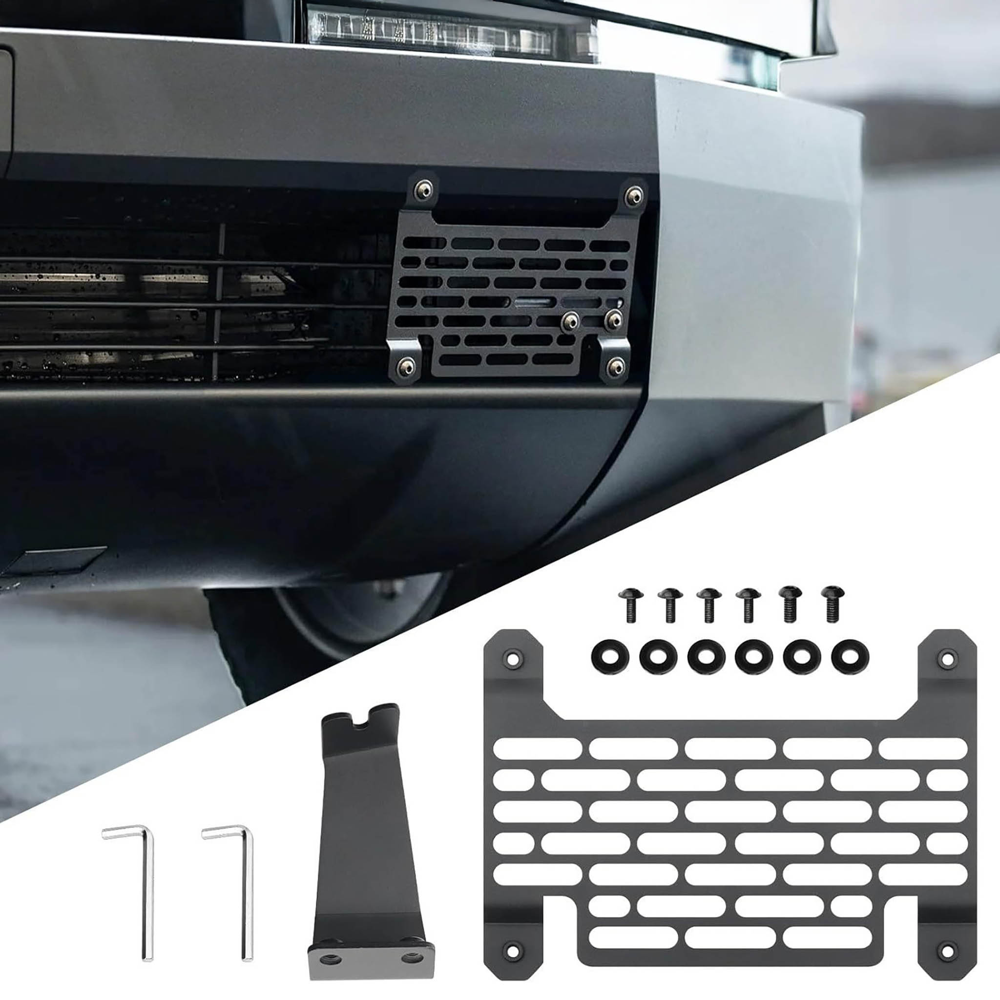 Tesla Cybertruck Front License Plate Bracket - No Drill Installation, Easy Mount (US & Canada Compatible) | Perfect for Street Parking Compliance & Car Show Display
