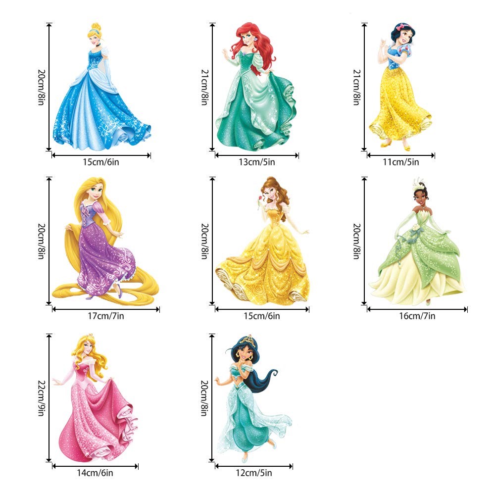 Supzone Princess Wall Stickers - Removable Nursery & Girls Bedroom Wall Decals - Cute Wall Art Décor for Kids Room, Baby Shower & Birthday Party Decorations
