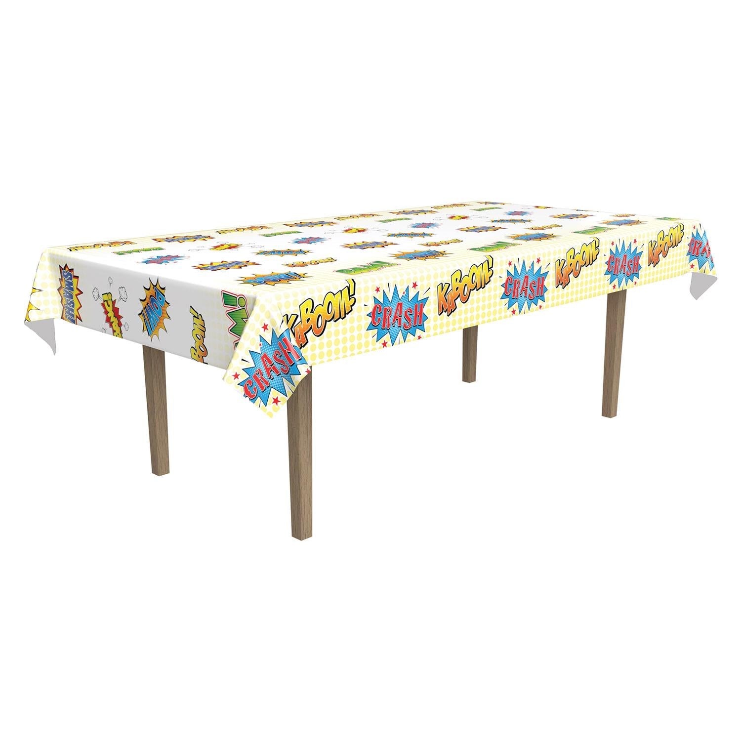 12 Pack Beistle Hero Party Table Covers - Colorful Birthday Party Decorations for Kids, Superhero Theme Tablecloths for Indoor & Outdoor Celebrations